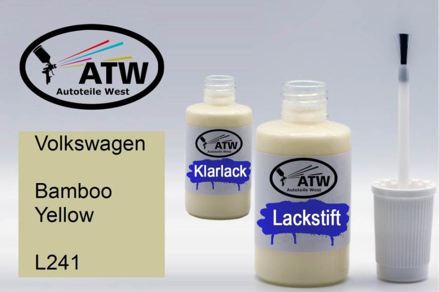 Volkswagen, Bamboo Yellow, L241: 20ml Lackstift + 20ml Klarlack - Set, von ATW Autoteile West.